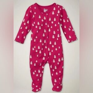NWT GAP size 3-6 months Snowman Print Pink Kids One Piece
